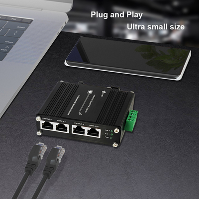 12~48VDC Power Input Industrial 2-Port Gigabit PoE+ Injector