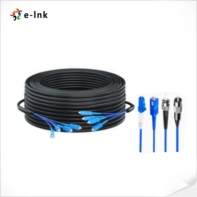 OS2 9/125uM 6 Core Single Mode Armored Fiber Patch Cable 100 Meters FC To FC Connector
