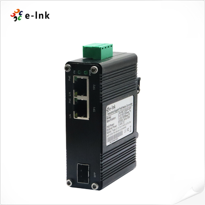 FCC 65W POE Fiber Media Converter 1 Port 100/1000X SFP To 2 Port 10/100/1000T
