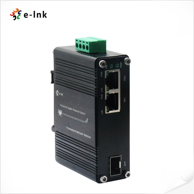 FCC 65W POE Fiber Media Converter 1 Port 100/1000X SFP To 2 Port 10/100/1000T