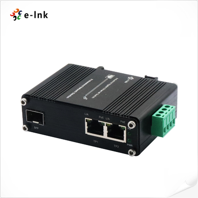 FCC 65W POE Fiber Media Converter 1 Port 100/1000X SFP To 2 Port 10/100/1000T