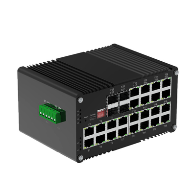 Industrial L2+ 24-Port 10/100/1000T 802.3at PoE and 4-Port 1000X SFP Managed Ethernet Switch