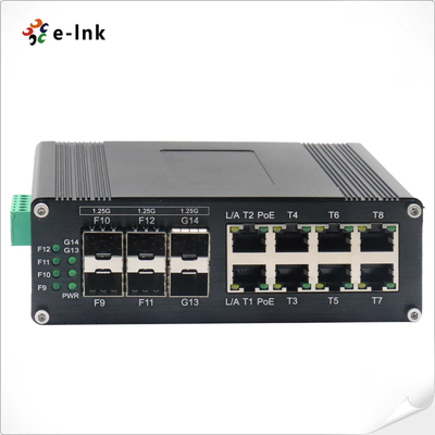 Industrial L2+ 8-Port 10/100/1000T 802.3at PoE and 6-Port 1000X SFP Managed Ethernet Switch