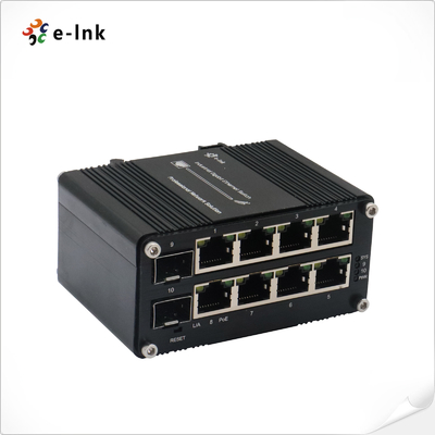 Micro Industrial Managed 8-Port 10/100/1000T 802.3at PoE and 2-Port 100/1000X SFP Ethernet Switch