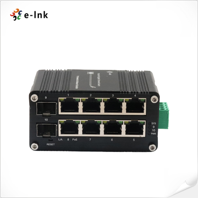 Micro Industrial Managed 8-Port 10/100/1000T 802.3at PoE and 2-Port 100/1000X SFP Ethernet Switch