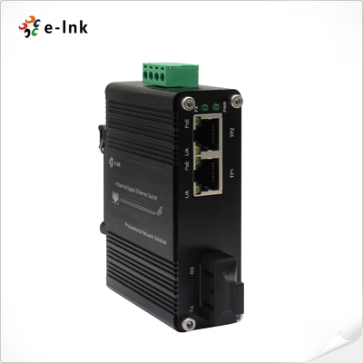 Micro Industrial 60W PoE++ Media Converter  2-Port 10/100BASE-T and 1-Port 100BASE-FX