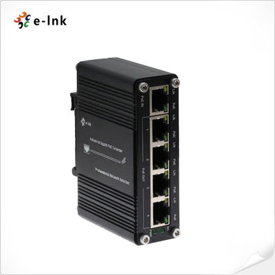 औद्योगिक 1-पोर्ट PoE+ से 4-पोर्ट गीगाबिट एक्सटेंडर 30W IP40 DIN-रेल