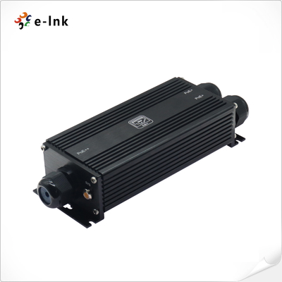 IP67 औद्योगिक 2-पोर्ट गीगाबिट PoE एक्सटेंडर 1 इन 2 आउट 90W 400m